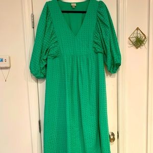 Green 3/4 Balloon Sleeve Eyelet Dress - A New Day from Target - Size XXL